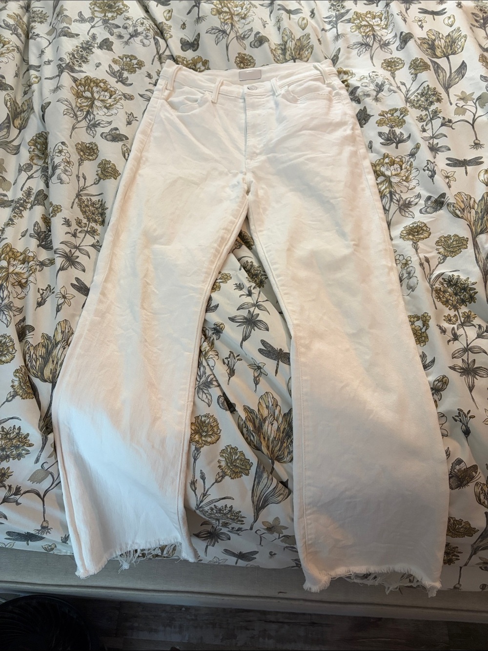 MOTHER White Wide-Leg Flare Jeans